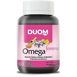 ÔMEGA FEMME LINHAÇA, BORRAGEM E PRÍMULA TPM E MENOPAUSA 1000 MG 60 CÁPSULAS DUOM