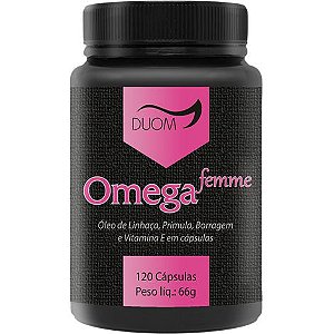 ÔMEGA FEMME LINHAÇA, BORRAGEM E PRÍMULA  TPM E MENOPAUSA 1000 MG 120 CÁPSULAS DUOM