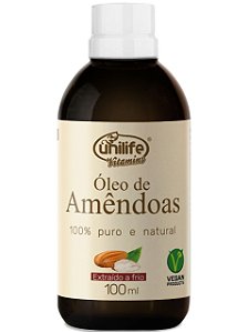 ÓLEO DE AMÊNDOAS 100% PURO E NATURAL 100ML UNILIFE