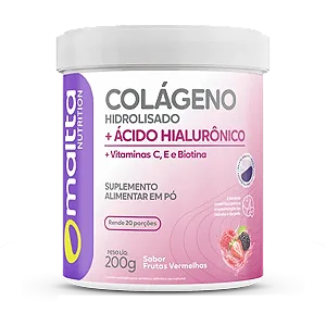 COLÁGENO HIDROLISADO + ACIDO HIALURONICO SABOR FRUTAS VERMELHAS 200G MALTTA