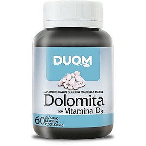 DOLOMITA COM VITAMINA D 60 CÁPSULAS 850MG DUOM