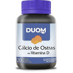 CÁLCIO DE OSTRAS COM VITAMINA D 750MG 120 CÁPSULAS DUOM