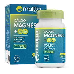 CÁLCIO + MAGNÉSIO + K2 + D3 90 CÁPSULAS MALTTA