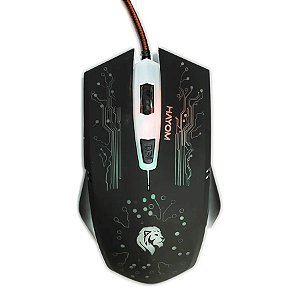 Mouse Gamer Hayom MU-2911 2400DPI 6 Botões Preto com LED RGB