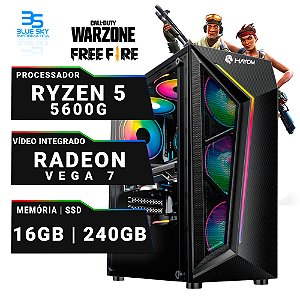 Computador Gamer AMD Ryzen 5 5600g, SSD 240GB, 16GB DDR4, 500W