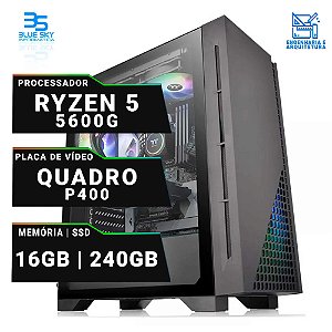 Computador Arquitetura AMD Ryzen 5 5600G, Quadro P400, SSD 240GB, 16GB DDR4, 500W