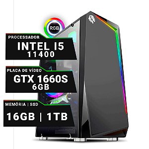 Computador Gamer Intel I5 11400, GTX 1660 Super 6GB, SSD 480GB, 16GB DDR4, 600W