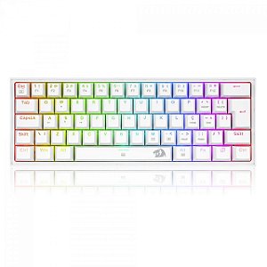 Teclado Mecânico Gamer Redragon Fizz RAINBOW Switch Brown ABNT2 White K617-RGB-W-(PT-BROWN)