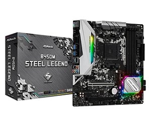 Placa Mãe ASRock B450M Steel Legend Chipset B450 AMD AM4 mATX DDR4