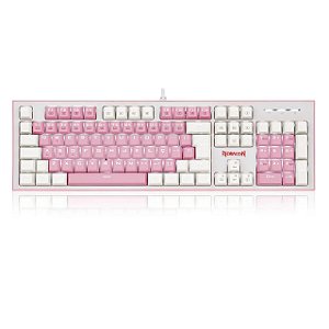 Teclado Mecânico Gamer Redragon HADES Bubblegum Rosa e Branco Led White ABNT2 Switch Azul - K623-PW-(PT-BLUE)