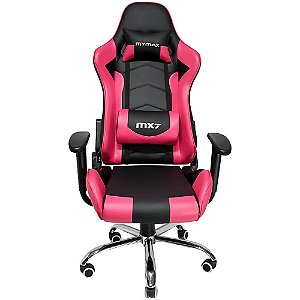 Cadeira Gamer MX7 Giratória Encosto Reclinável Preto/Rosa MGCH-002V1/PK