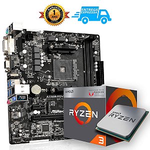 Kit Processador AMD Gamer Ryzen 3 3200G +Placa mãe A320m AM4