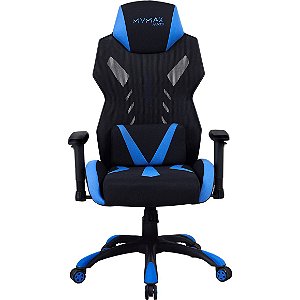 Cadeira Gamer MX13 Giratória Encosto Recl. 135° Preto/Azul