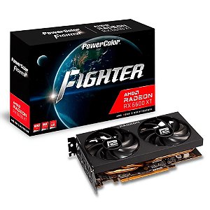 Placa de Vídeo Power Color Fighter AMD Radeon RX 6600 XT 8GB GDDR6 Preta - AXRX 6600XT 8GBD6-3DH