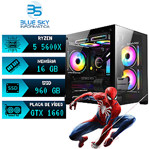 Computador Gamer AMD Ryzen 5 5600X, SSD 960GB, 16GB DDR4, 500W