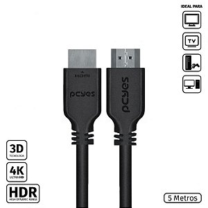 Cabo HDMI 2.0 4K Ultra HD PcYes 5 Metros 3D Ready - PHM20-5