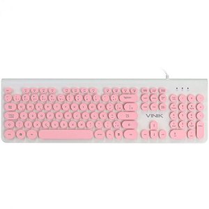 Teclado Retrô USB Multimídia Dynamic Circle ANT2 Rosa DC120R