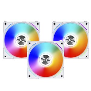 Kit Uni Fan Lian Li c/ 3 Unidades RGB White 120mm - AL120-3W