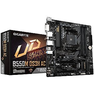 Placa Mãe Gigabyte B550M DS3H AC Wi Fi Display Port AMD AM4 mATX DDR4