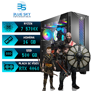 Computador Gamer AMD Ryzen 7 5700X, 16GB DDR4 RGB, SSD 500GB, RTX 4060 8GB