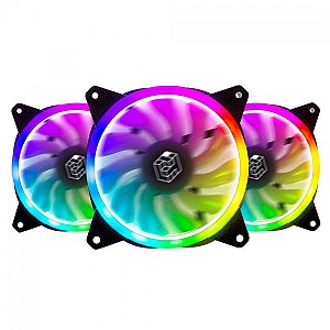 Kit Fan 3 Unidades Rgb 120mm Lighter C Controladora 47cfm