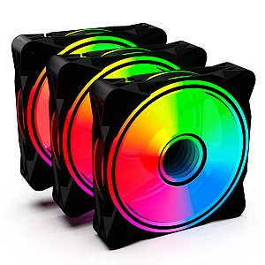 Kit Fan 3 Unidades Onepower Radiant X3 Argb 120mm Fn-701 Rgb