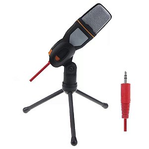 Microfone Condensador P2 com Suporte de Mesa MFVS-MICDP2/BK