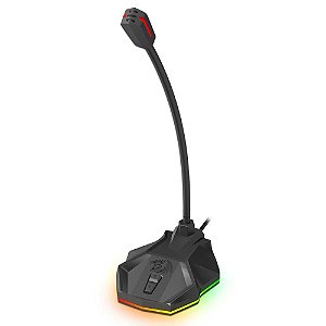 Microfone Gamer Redragon Stix com Led RGB USB Preto GM-99