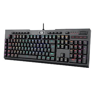 Teclado Gamer Mecânico Redragon Brahma Pro Preto Switch Azul