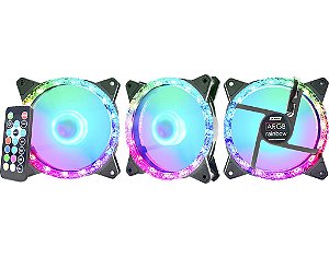 Kit K-Mex 3 Fans Cooler ARGB de 12 cm c/ Controladora - AABD