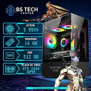 Computador Gamer AMD Ryzen 5 5500, GTX 1660 Super, 16GB, SSD 500GB, 500W
