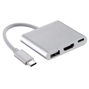 Adaptador USB Tipo C Macho 3.1 para HDMI, USB 3.0 e USB-C