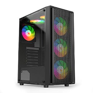 Gabinete Gamer Liketec Storm Com 3 Fans RGB ATX Preto