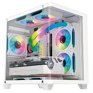 Gabinete Gamer Hayom GB1799 com 4 Fans RGB com Vidro Branco