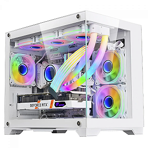 Gabinete Gamer LikeTec Mad Rock Snow Mid Tower 4 Fans RGB