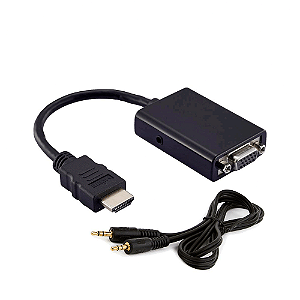 Cabo da MD9 HDMI Macho X HDB15 Fêmea Com Áudio 15cm Preto