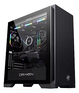 Gabinete Gamer Khamsa Vidro Temperado ARGB Preto Draxen
