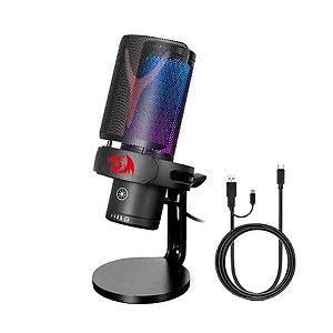 Microfone Gamer Redragon Fenris RGB Preto Condensador