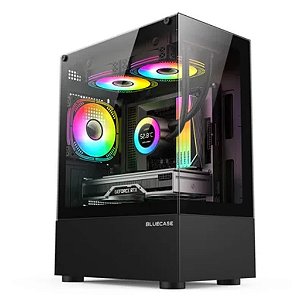 Gabinete Gamer Bluecase Bg-053 Nuker Lateral De Vidro Preto