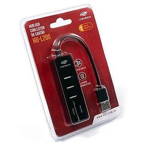 Hub USB Cartão de Memória/SD C3Tech 2.0 5 Portas - HU-L200BK