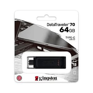 Pen Drive Kingston Datatravele 70 Type-c 3.2 64GB DT70 Preto