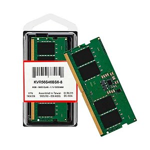 Memória Kingston DDR5 8G6 5600MHZ  - KVR56S46BS6-8