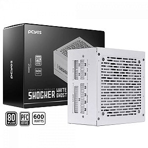 Fonte PCYES Shocker Ghost 600W Full Modular 80 Plus Branca