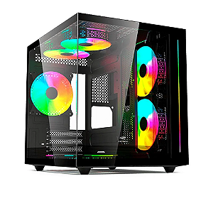 Gabinete Gamer C3Tech Gaming Aquarius M-ATX Vidro Temperado