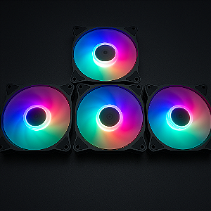 KIT Fan com 4  unidades Bluecase ARGB 120mm Black