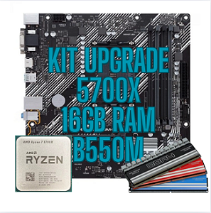 Kit Upgrade Placa mãe B550M CPU AMD 5700X Memória 16GB