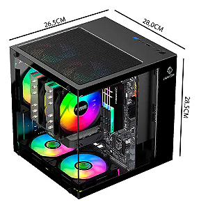 Gabinete Mini Gamer GB1787 Preto 3 Fans Rgb Micro-Atx ITX