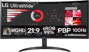 Monitor LG Ultrawide Curvo 34" Wqhd 100Hz 5Ms HDMI 34wr50qcb