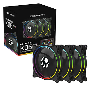 Kit 3 Fans Cooler Led Argb 120mm C/ Controladora Cor Preto