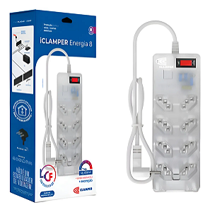 Filtro Linha DPS - iClamper 8 Tomadas 2P+T Transparente